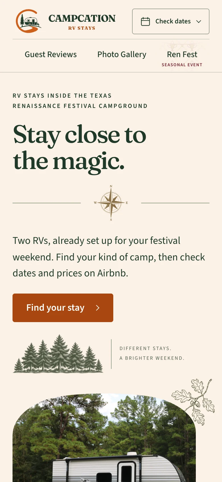 Campcation’s website on a phone.
