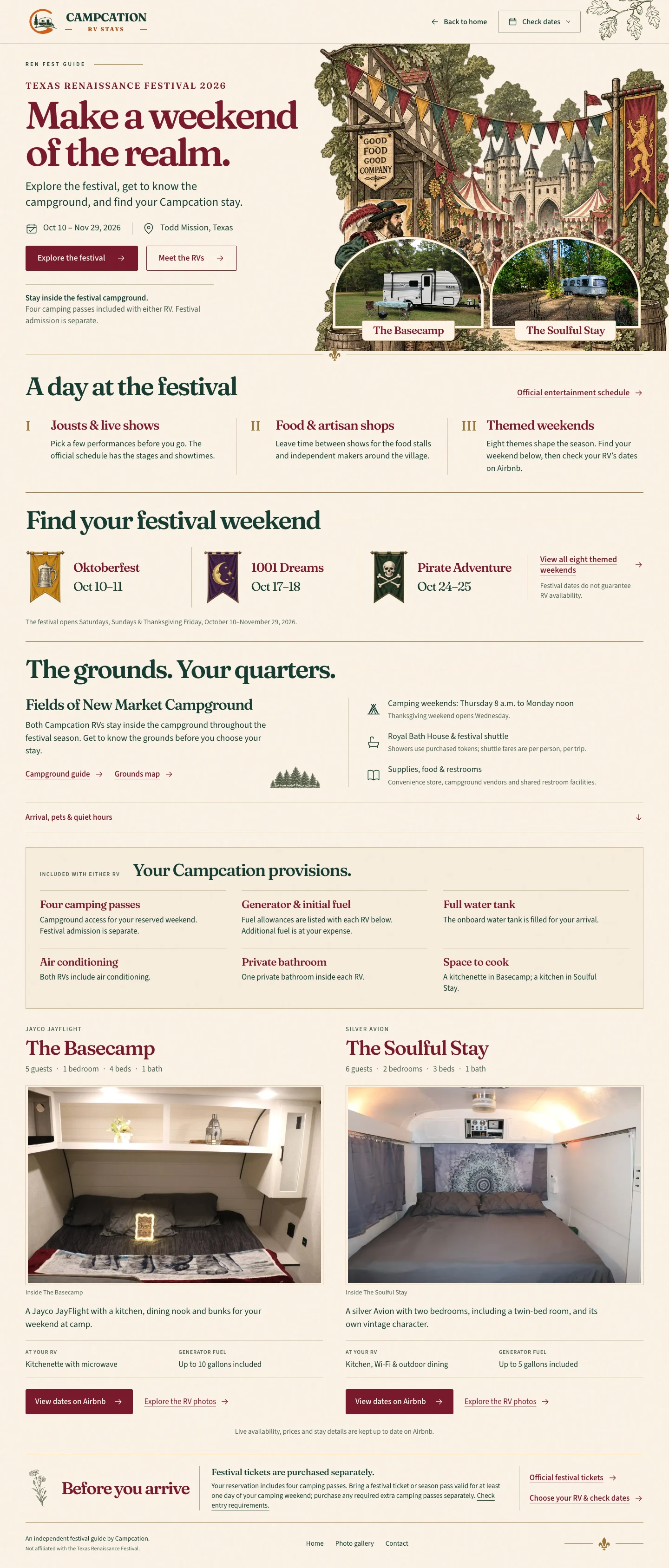 Delivered Festival and Stay Almanac, showing its illustrated opening and editorial event guide
