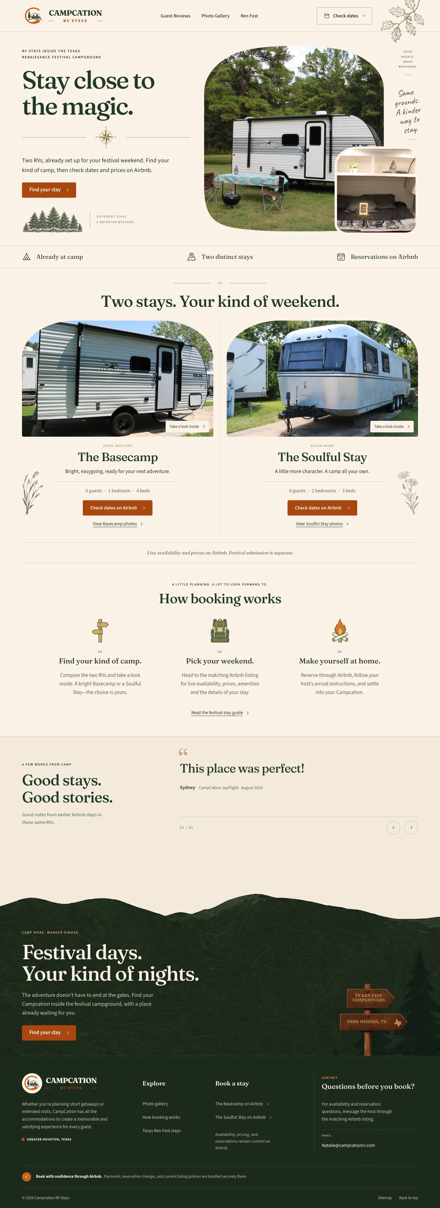 Full delivered Campcation homepage. Scroll within this panel to inspect the page.